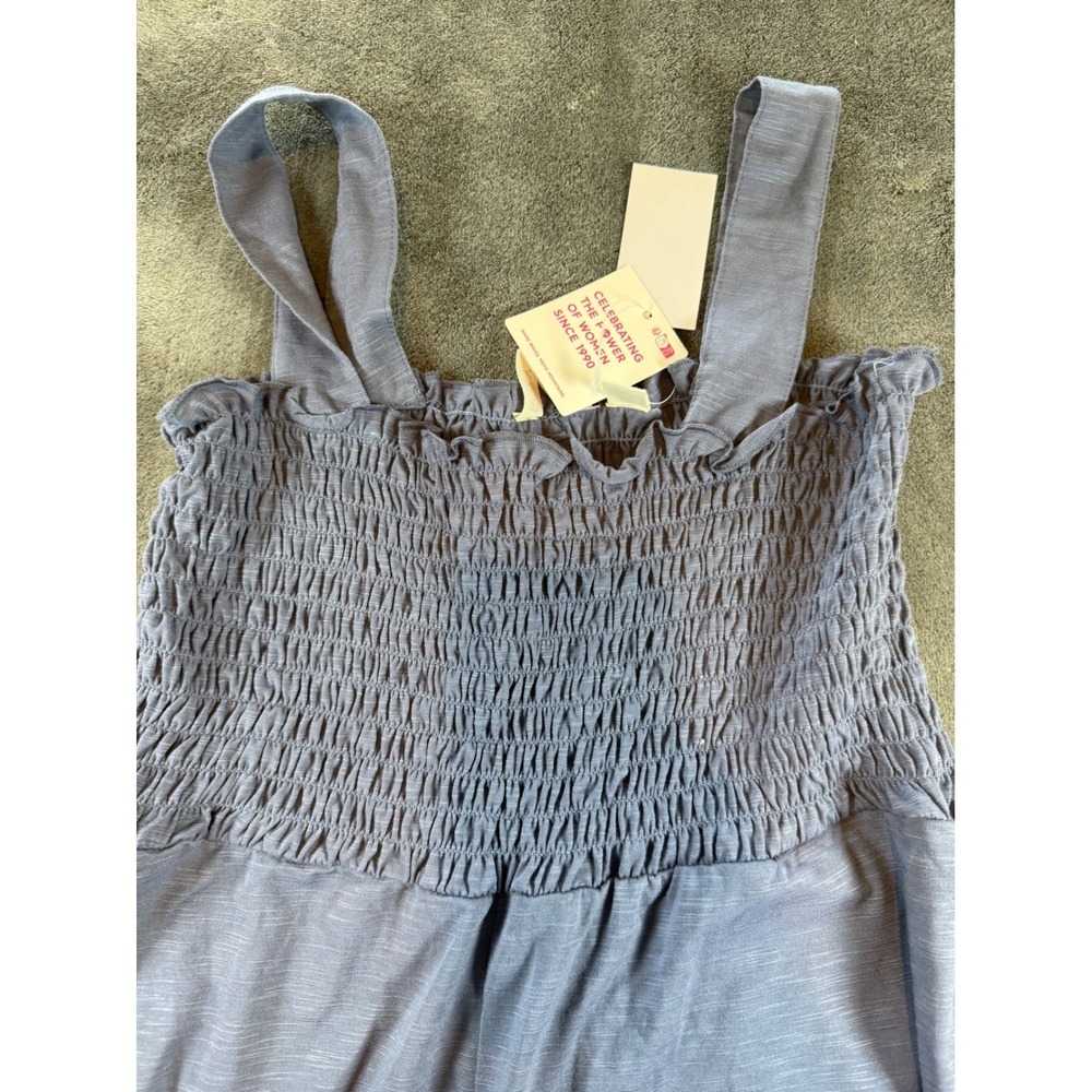 NWT Roxy Just Passing By Smocked Wide Leg Jumpsuit Blue Size Medium - Picture 3 of 9